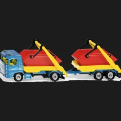 Ciężarówka z pojemnikiem i przyczepą