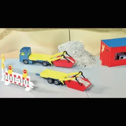 Ciężarówka z pojemnikiem i przyczepą