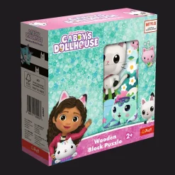 Drewniane klocki puzzle, Koci Domek Gabby