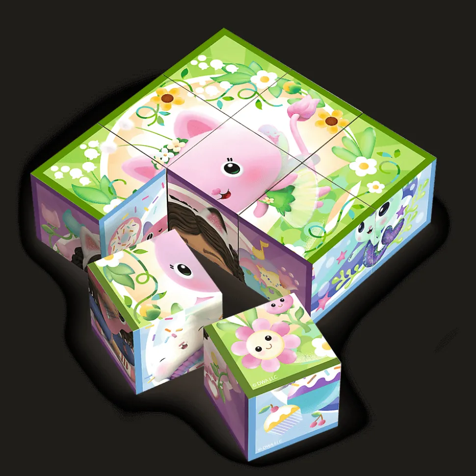 Drewniane klocki puzzle, Koci Domek Gabby