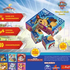 Drewniane klocki puzzle, Psi Patrol