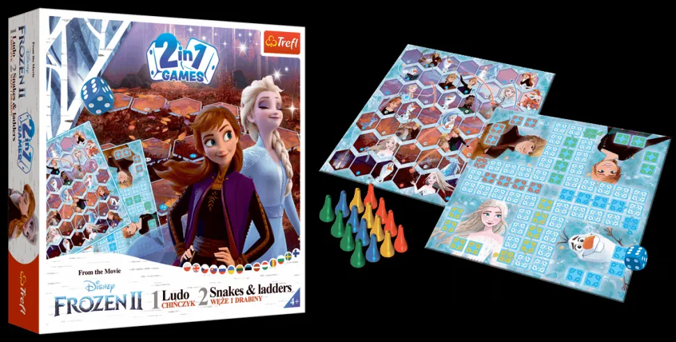 Gra dla dzieci 2w1 Chińczyk Węże i drabiny Kraina Lodu 2
