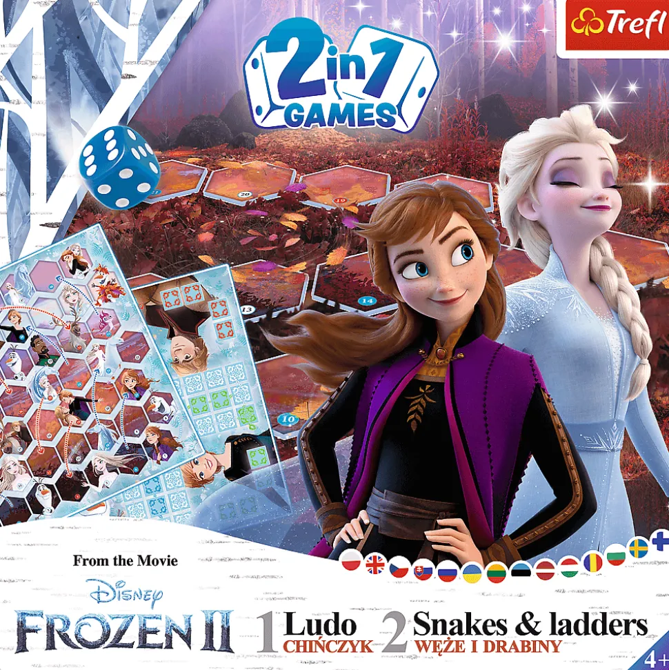 Gra dla dzieci 2w1 Chińczyk Węże i drabiny Kraina Lodu 2