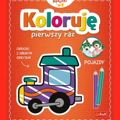 Książka aktywizująca Bobaski i Miś, Koloruję pierwszy raz. Pojazdy