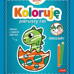 Książka aktywizująca Bobaski i Miś, Koloruję pierwszy raz. Dinozaury