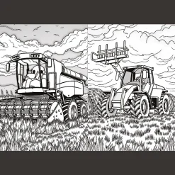 Książka aktywizująca Maszyny rolnicze, kolorowanka