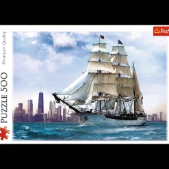 Puzzle 500 el. Żaglowiec na tle Chicago