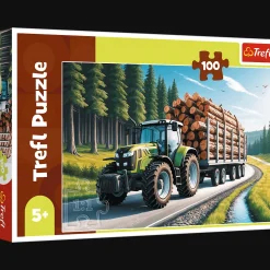 Puzzle 100 el. Ciągnik leśny