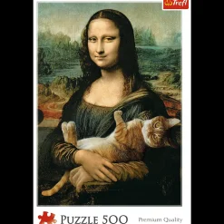 Puzzle 500 el. Mona Lisa i kot Mruczek