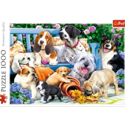 Puzzle 1000 el. Psy w ogrodzie