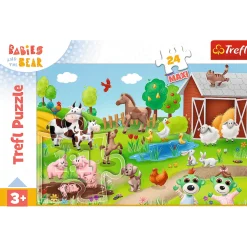 Puzzle 24 maxi Bobaski i Miś, Bobaski i zwierzęta