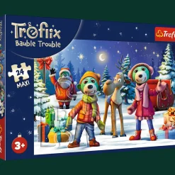 Puzzle 24 maxi Trefliki Ratują Święta, Trefliki lepią bałwana