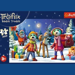 Puzzle 24 maxi Trefliki Ratują Święta, Trefliki lepią bałwana