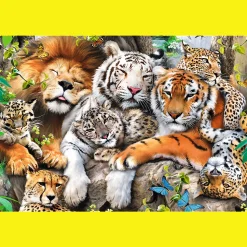 Puzzle drewniane 501 el. Dzikie koty w dżungli