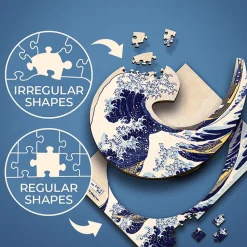 Puzzle drewniane 200 el. Wielka Fala w Kanagawie, Hokusai Katsushika