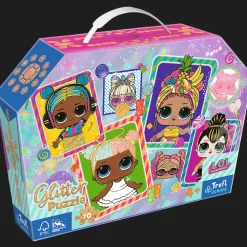 Puzzle Glittler w kuferku 70 el. Kolorowe Laleczki, L.O.L.