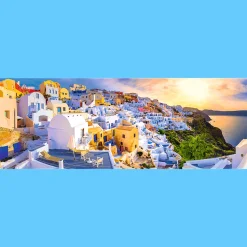 Puzzle panoramiczne 1000 el. Zachód słońca na Santorini, Grecja