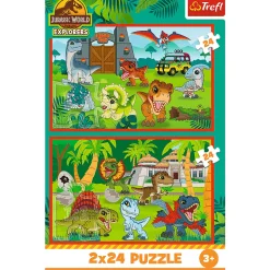 Puzzle Park Jurajski 2 x 24 el. Małe dinozaury