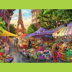 Puzzle Premium Plus Quality 1000 el. Tea Time: Targ kwiatowy, Paryż