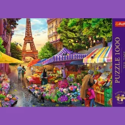 Puzzle Premium Plus Quality 1000 el. Tea Time: Targ kwiatowy, Paryż