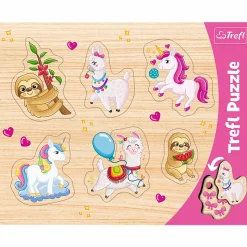 Puzzle ramkowe Jednorożce, lamy, leniwce