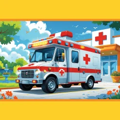 Puzzle Rodzina Treflików 2 x 24 el. Wóz strażacki i karetka