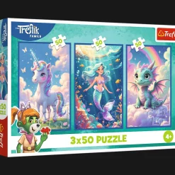 Puzzle Rodzina Treflików 3 x 50 el. Razem w kolorowym świecie