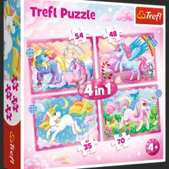 Puzzle 4w1 Jednorożce i magia