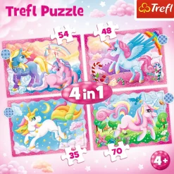 Puzzle 4w1 Jednorożce i magia