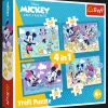 Puzzle 4w1 Myszka Miki, Zabawne zdarzenia Myszki Miki