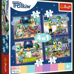 Puzzle 4w1 Rodzina Treflików Trefliki przed snem - Dobranoc, Trefliki na noc