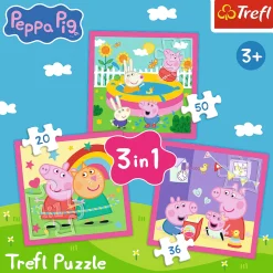 Puzzle 3w1 Świnka Peppa, Peppa i przyjaciele