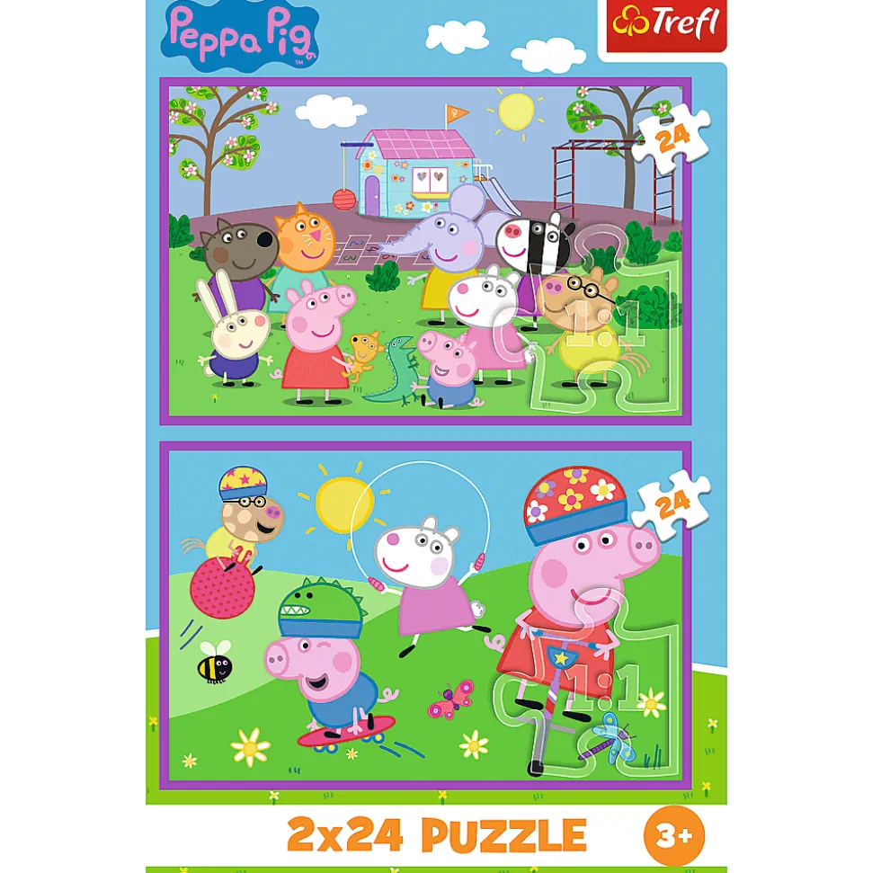 Puzzle Świnka Peppa 2 x 24 el. Peppa na placu zabaw