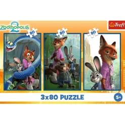 Puzzle Zwierzogród 2, 3 x 80 el. - Zwierzakowe śledztwo