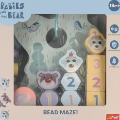 Zabawka drewniana Bobaski i Miś, Bead maze: Shapes & numbers