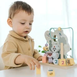 Zabawka drewniana Bobaski i Miś, Bead maze: Shapes & numbers