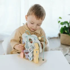 Zabawka drewniana Bobaski i Miś, Bead maze: Shapes & numbers