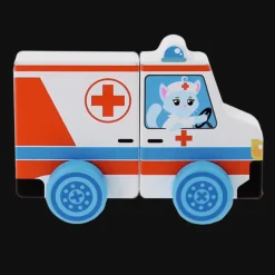 Zabawka drewniana Tiny Tails, Magnetic Vehicle: Ambulance