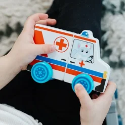 Zabawka drewniana Tiny Tails, Magnetic Vehicle: Ambulance