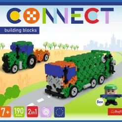 Zestaw klocków Connect 2w1: Śmieciarka / Traktor