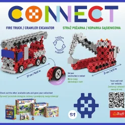 Zestaw klocków Connect 2w1: Straż Pożarna / Koparka gąsienicowa